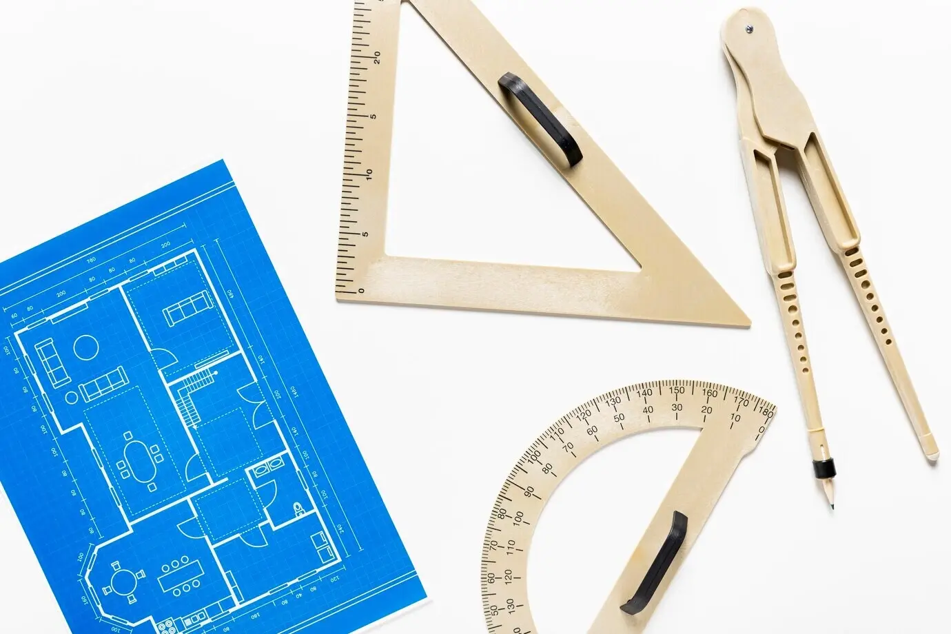Architekturprojekt vor weißem Hintergrund
